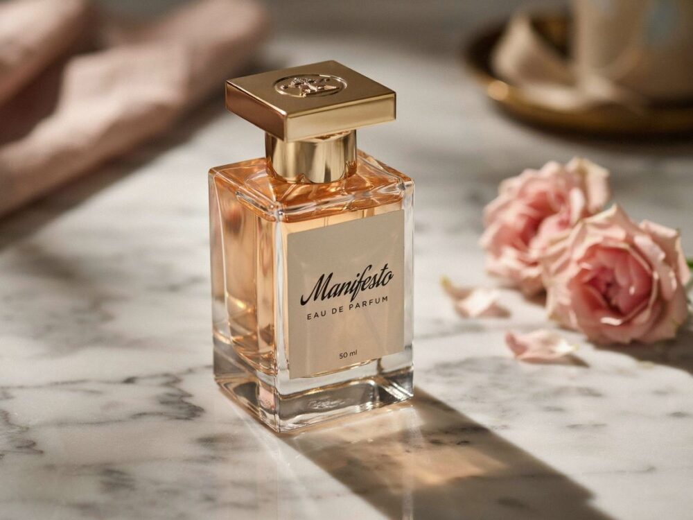 perfumy na tle tkaniny